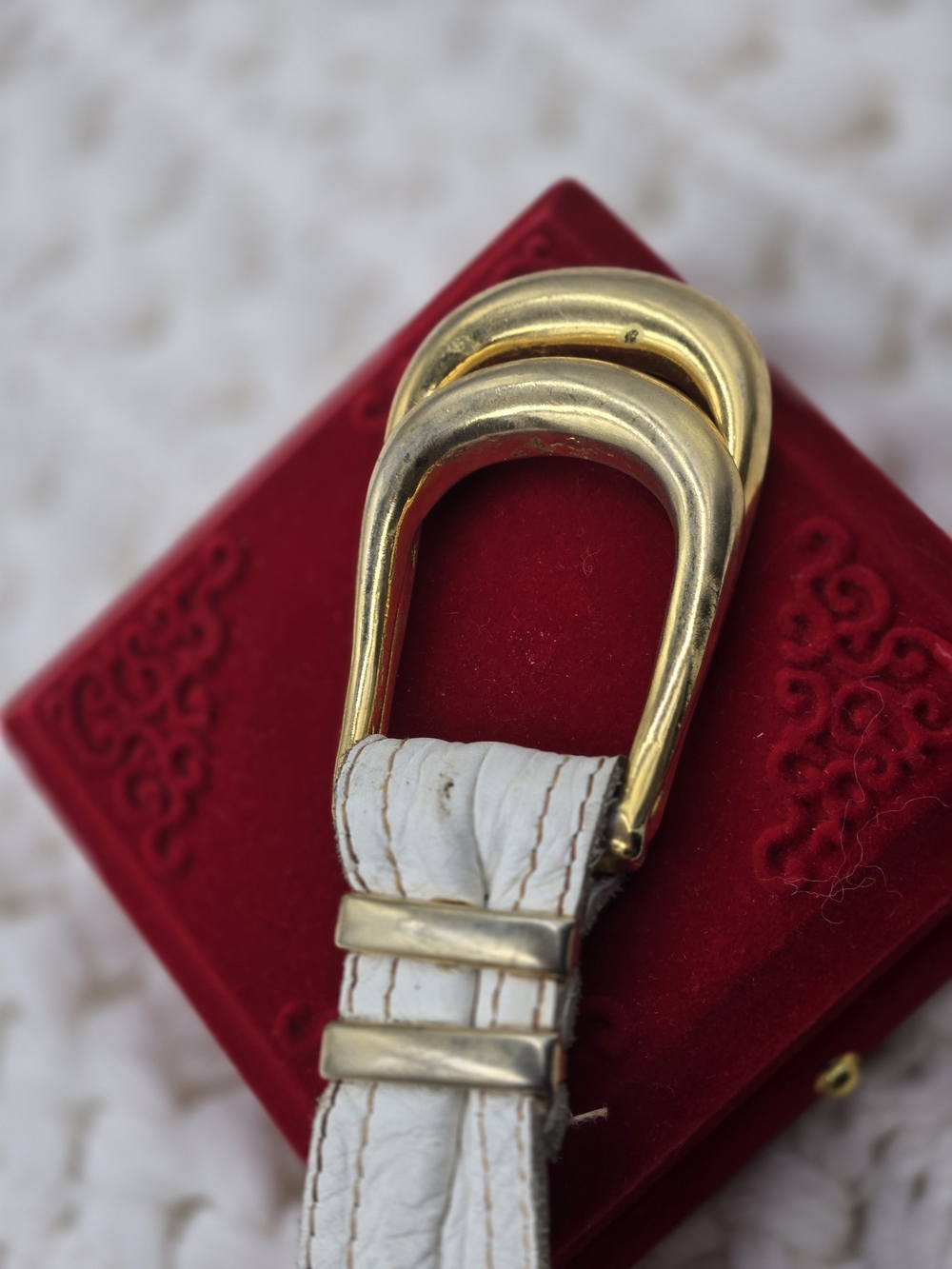Gant White Leather Strap with Gold Double Buckles